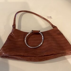 NEW Faux Snakeskin Camel Handbag